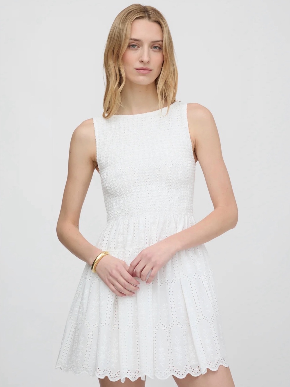 Hill House The Cosima Mini Nap Dress - White Trellis Broderie